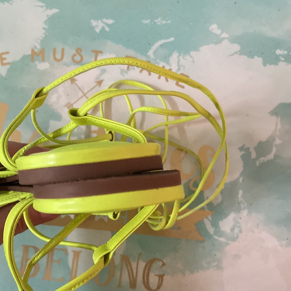 ALDO - highlighter yellow tie up sandals - Picture 5 of 6